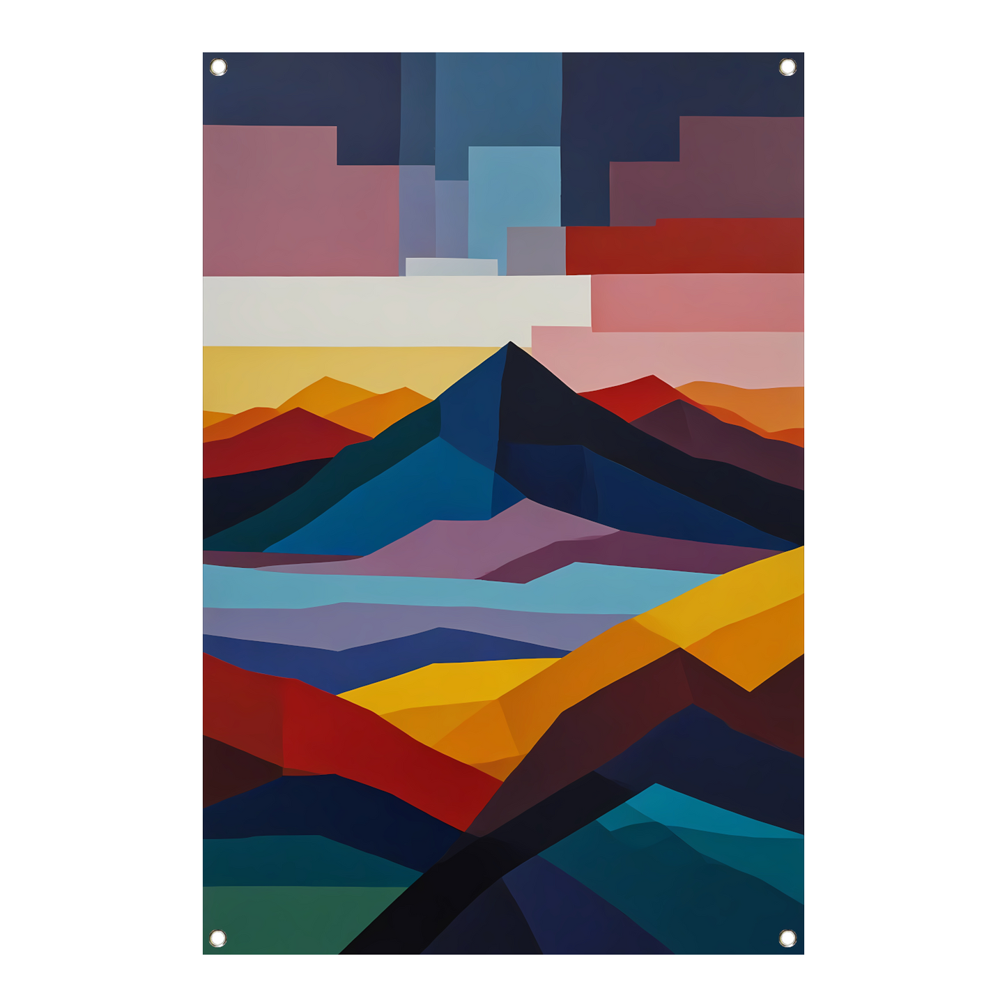 Geometrische Abstractie van een Berglandschap tuinposter