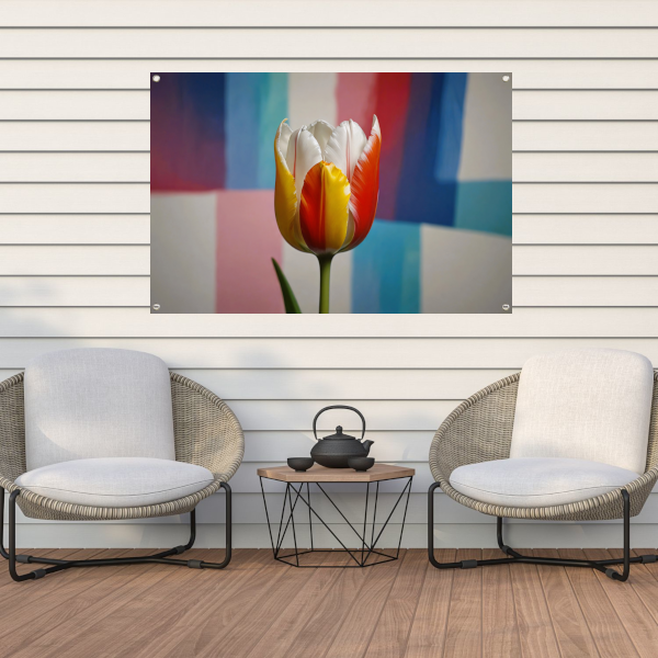 Abstracte tulp met kleurrijk patroon tuinposter