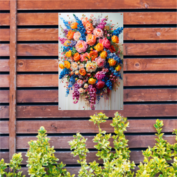 Kleurrijke bloemenpracht in impressionistische stijl tuinposter