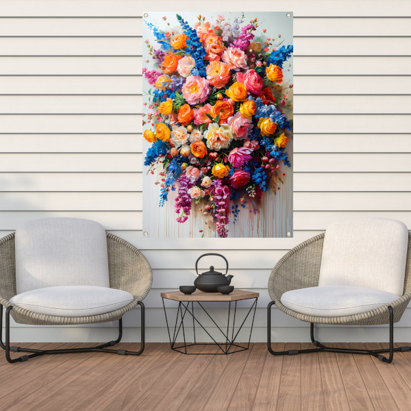 Kleurrijke bloemenpracht in impressionistische stijl tuinposter