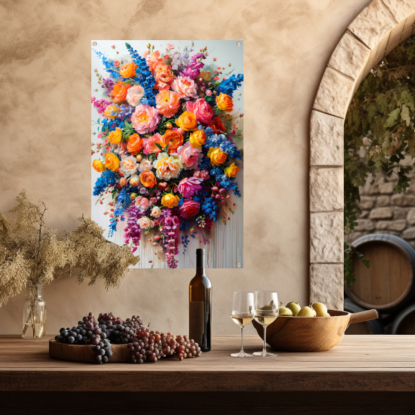 Kleurrijke bloemenpracht in impressionistische stijl tuinposter