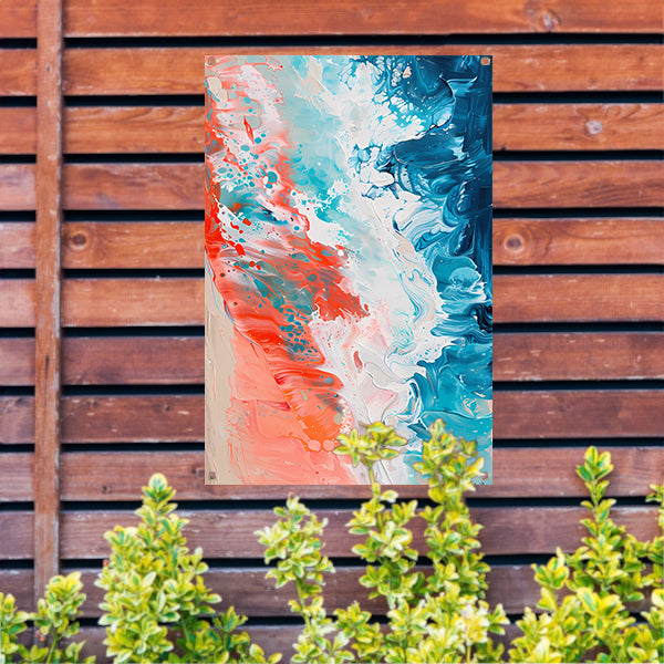 Kleurrijk abstract strandlandschap schilderij tuinposter