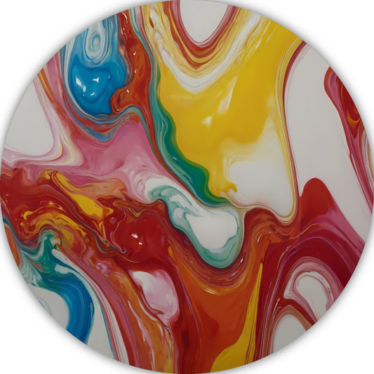 Dans van kleuren in abstracte stijl aluminium muurcirkel