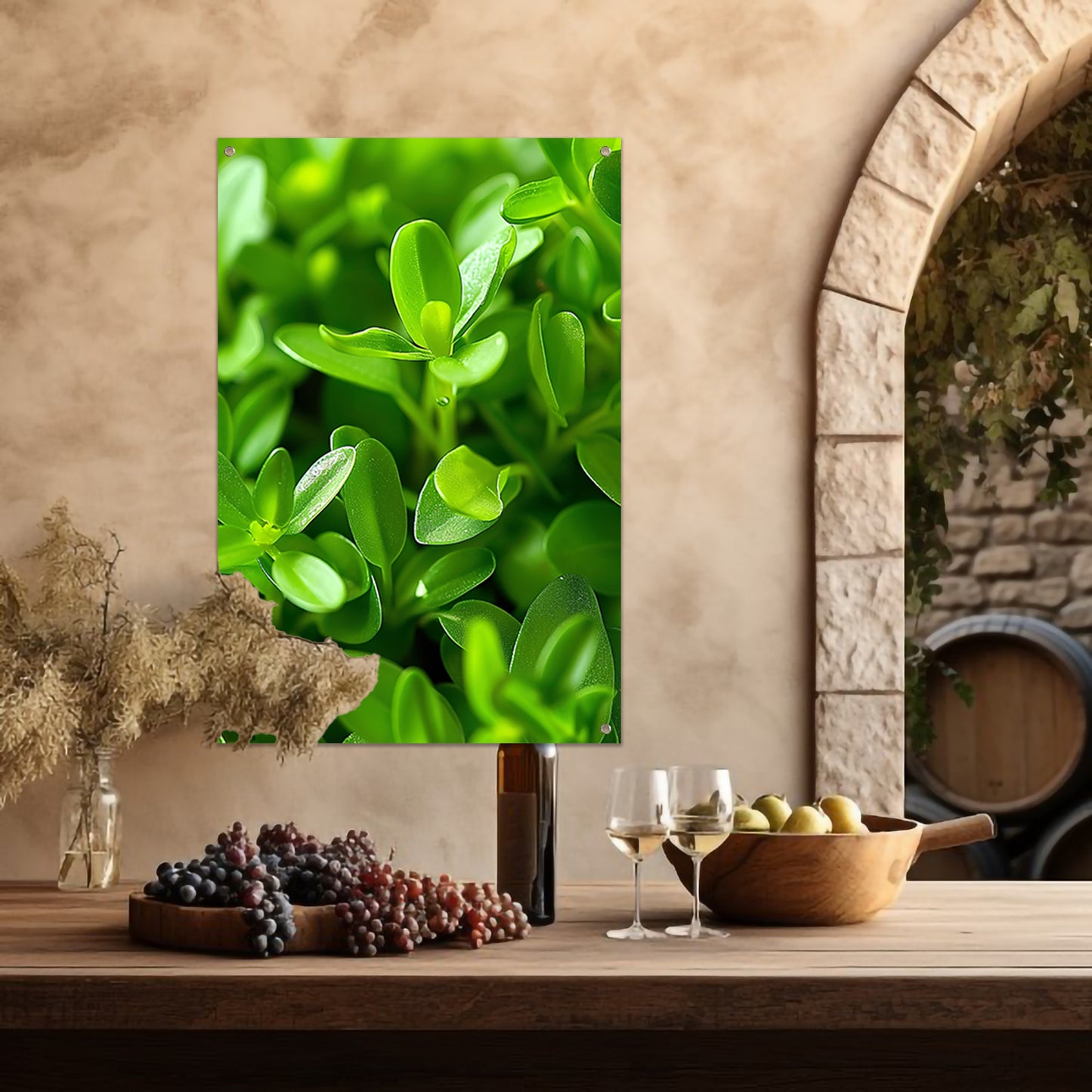 Close-up van Groene Planten met Dauwdruppels tuinposter