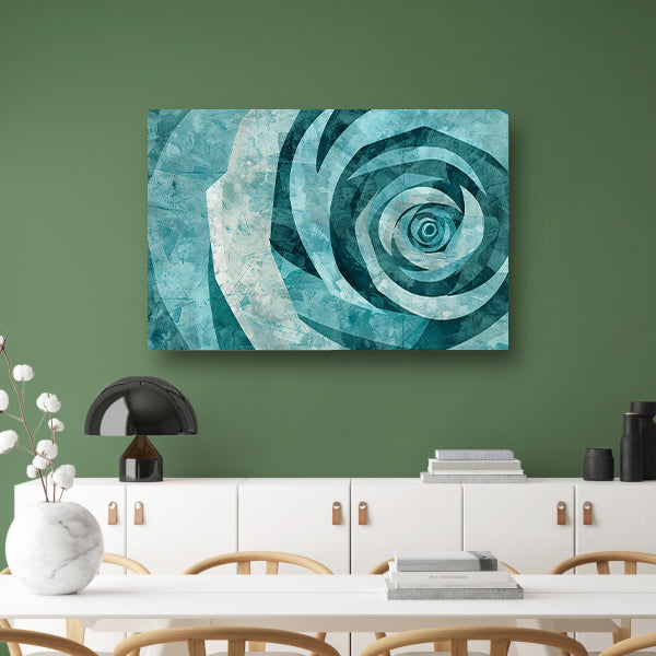 Abstracte turquoise roos in geometrische vormen poster