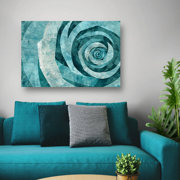 Abstracte turquoise roos in geometrische vormen poster
