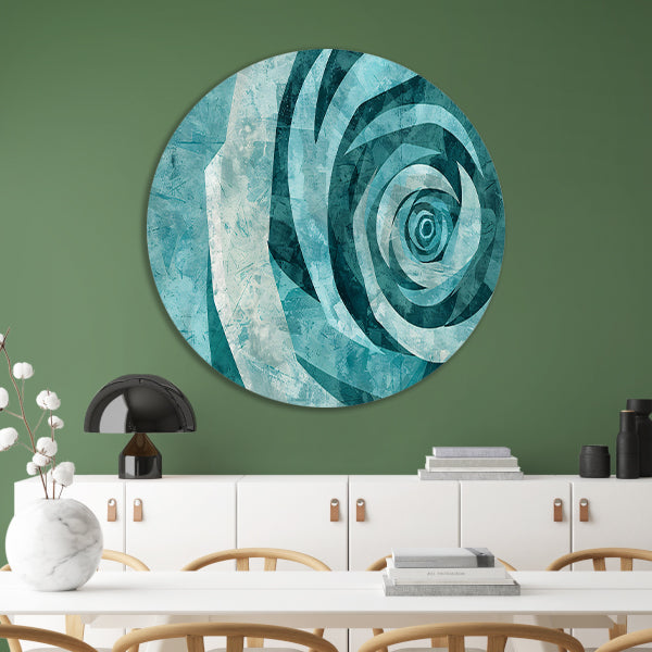 Abstracte turquoise roos in geometrische vormen forex muurcirkel