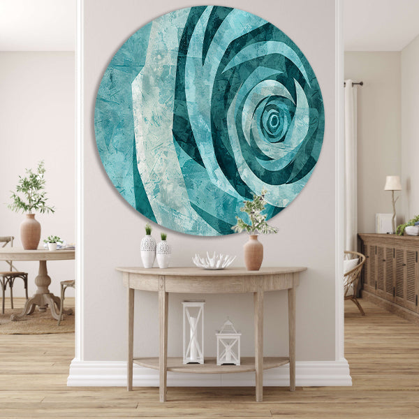 Abstracte turquoise roos in geometrische vormen forex muurcirkel
