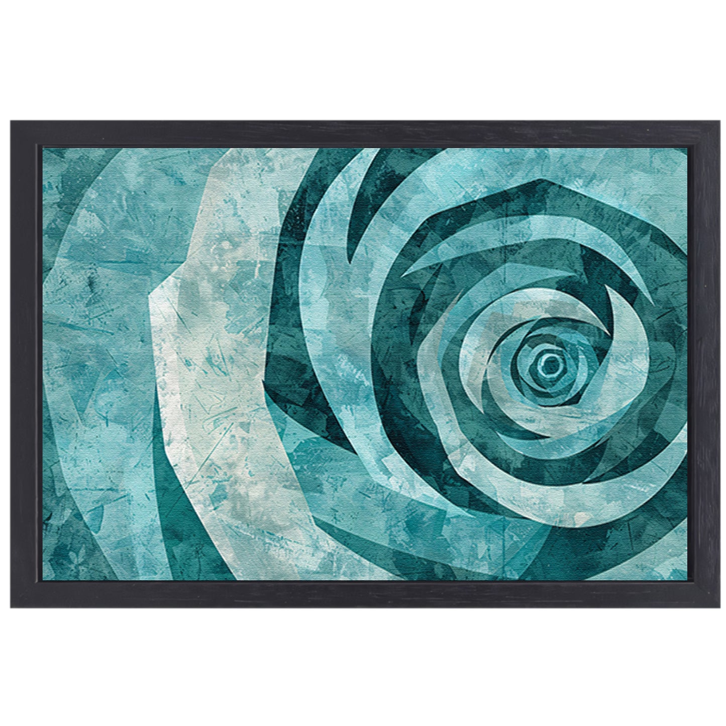 Abstracte turquoise roos in geometrische vormen canvas met baklijst