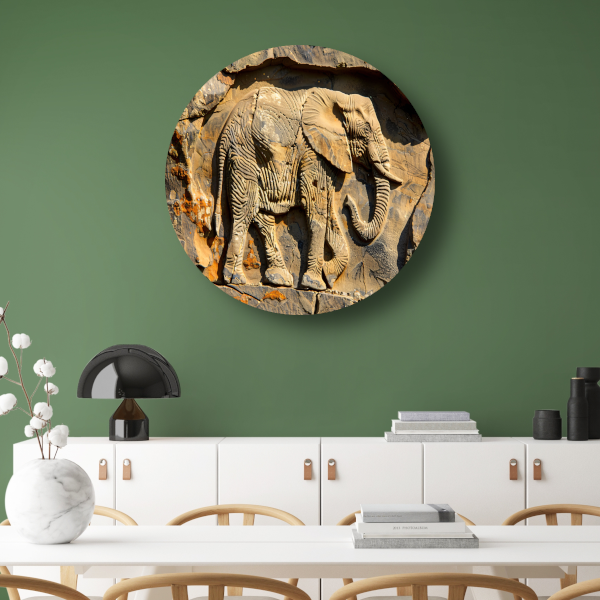 Olifant muurschildering reliëf forex muurcirkel