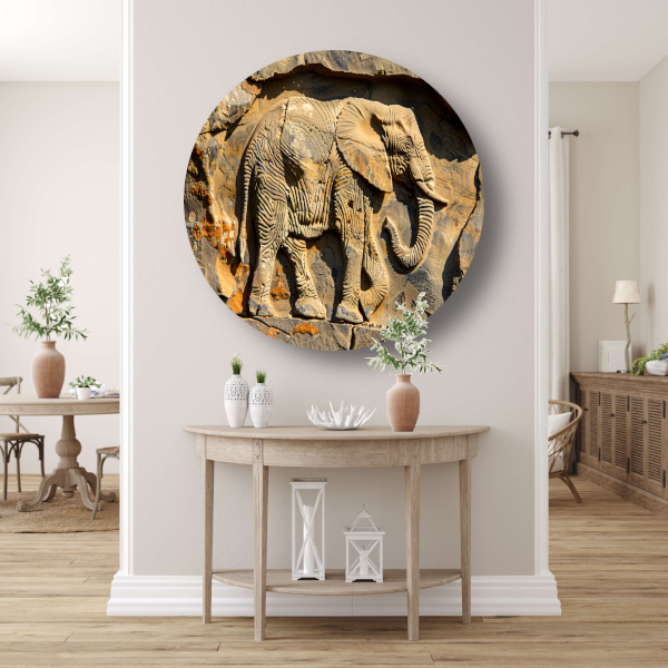 Olifant muurschildering reliëf forex muurcirkel