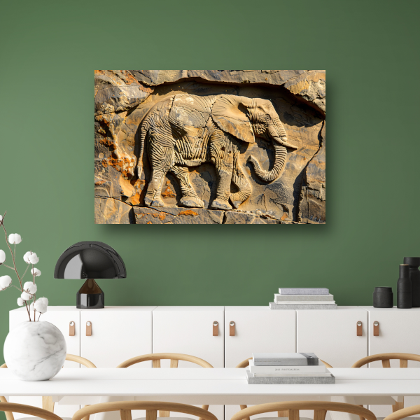 Olifant muurschildering reliëf acrylglas