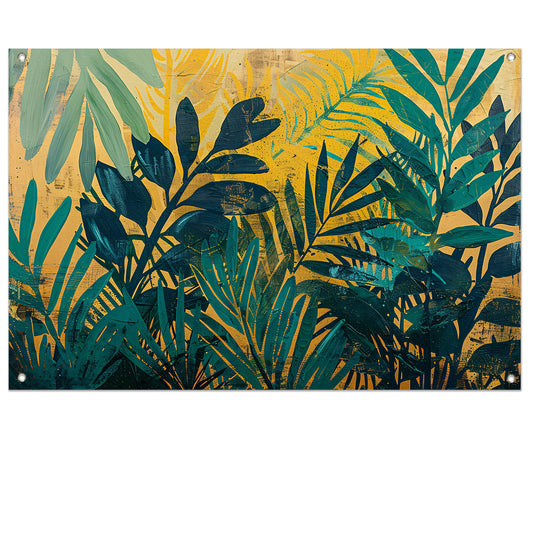 Abstract modern schilderij van junglebladeren tuinposter