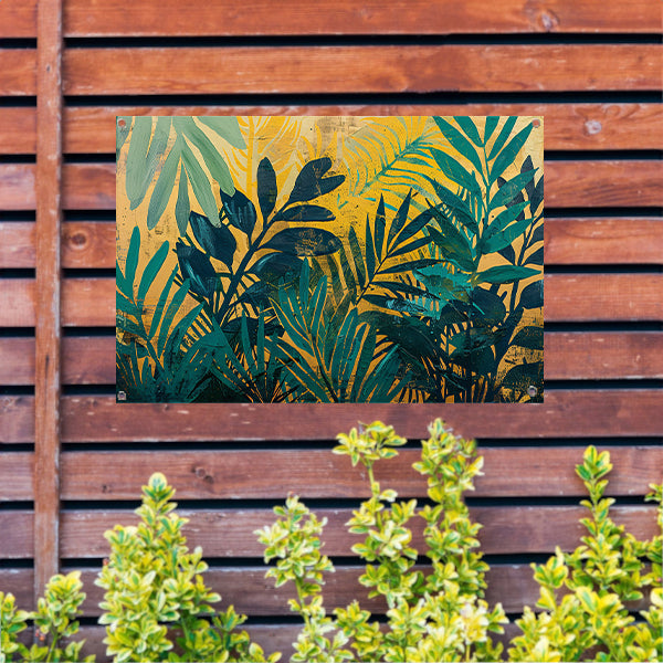 Abstract modern schilderij van junglebladeren tuinposter