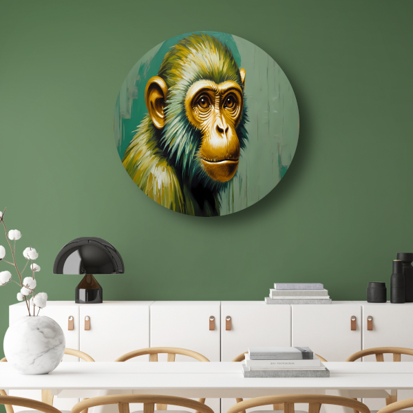 Expressieve Digitale Aap met Gouden Glans forex muurcirkel