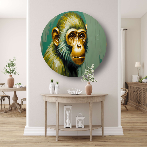 Expressieve Digitale Aap met Gouden Glans forex muurcirkel