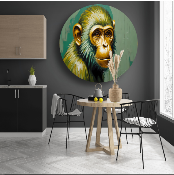 Expressieve Digitale Aap met Gouden Glans forex muurcirkel