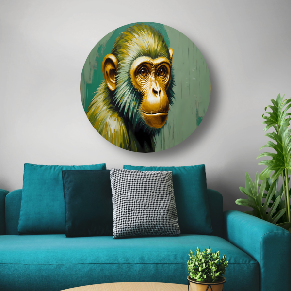 Expressieve Digitale Aap met Gouden Glans forex muurcirkel