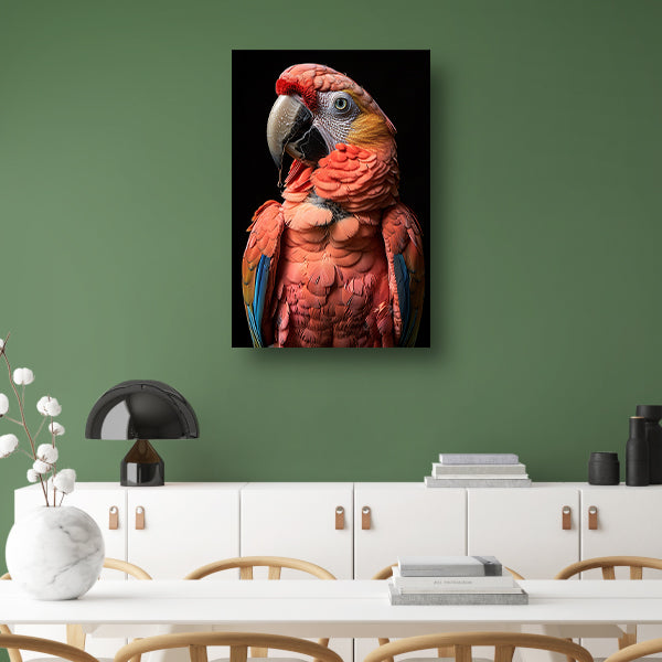 Portret van een Ara met waterdruppels poster