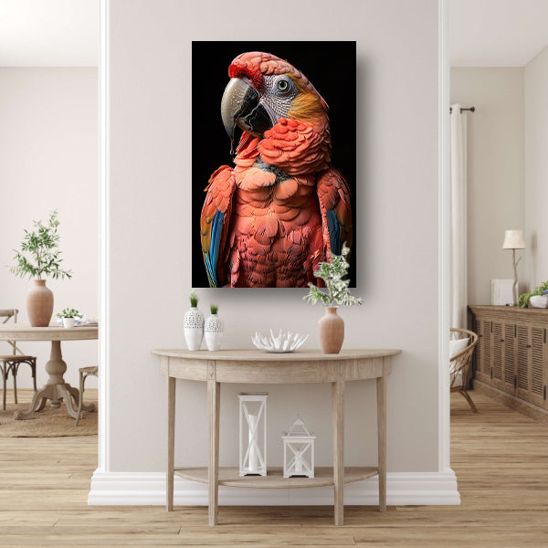 Portret van een Ara met waterdruppels poster