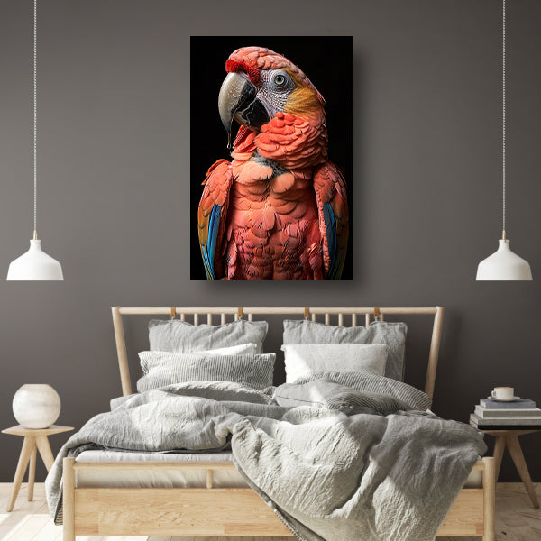 Portret van een Ara met waterdruppels poster