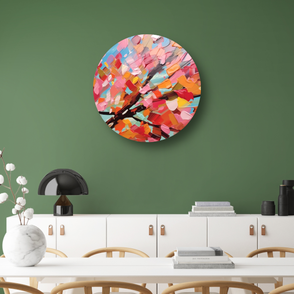 Minimalistische boom in zwart-wit aluminium muurcirkel