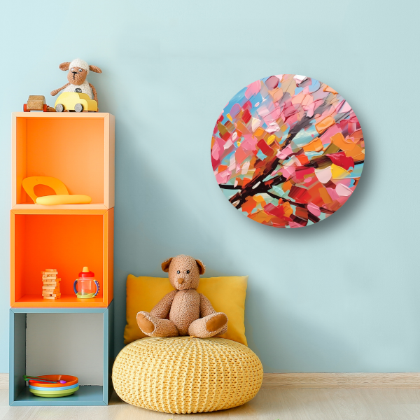 Minimalistische boom in zwart-wit aluminium muurcirkel