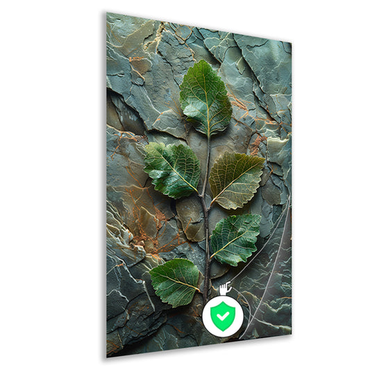 Tak met bladeren op stenen ondergrond poster