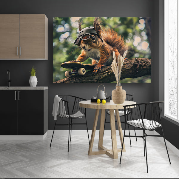 Skateboardende eekhoorn met helm en bril poster