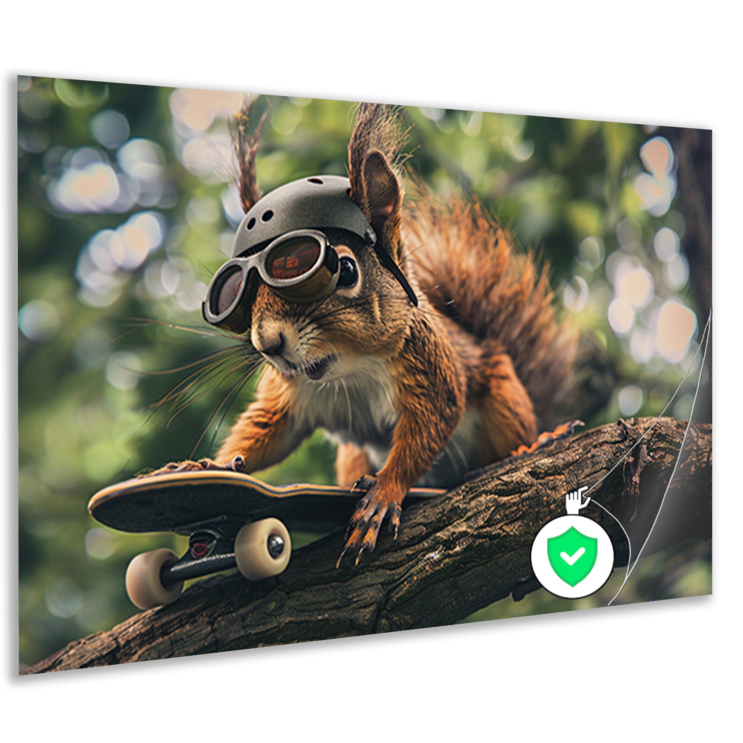 Skateboardende eekhoorn met helm en bril poster