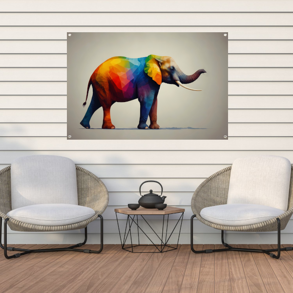 Abstracte veelkleurige olifant in moderne stijl tuinposter