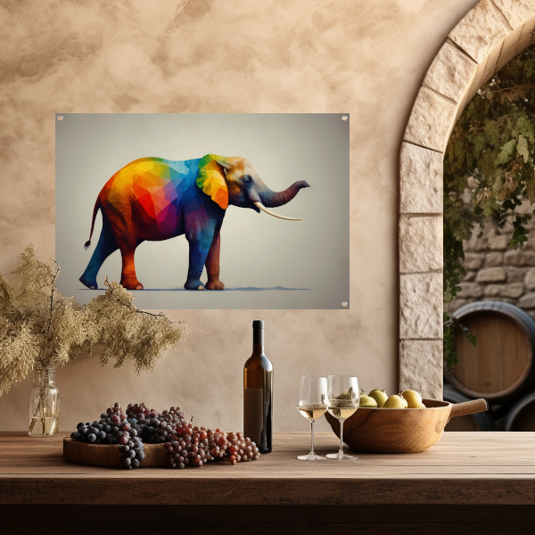 Abstracte veelkleurige olifant in moderne stijl tuinposter