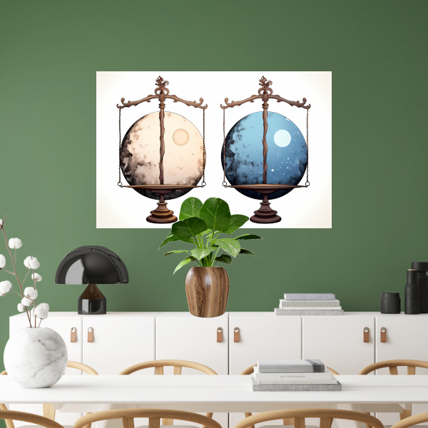 Evenwicht tussen Zonlicht en Maanlicht canvas met baklijst