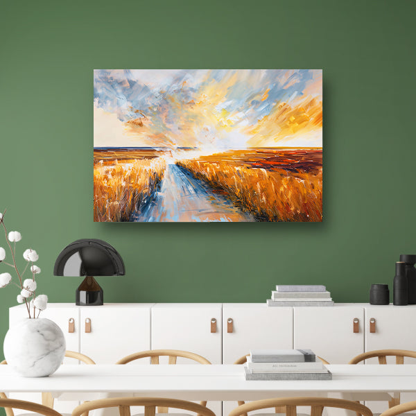 Abstract landschap met weg naar horizon poster