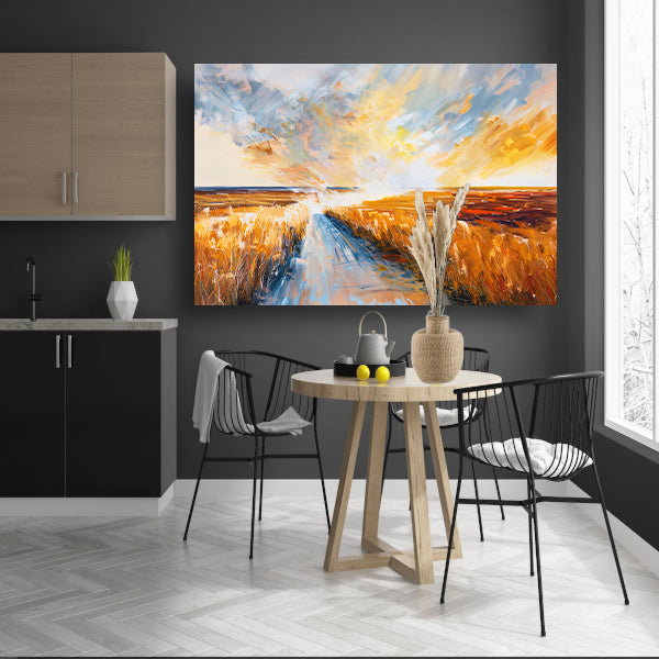Abstract landschap met weg naar horizon poster