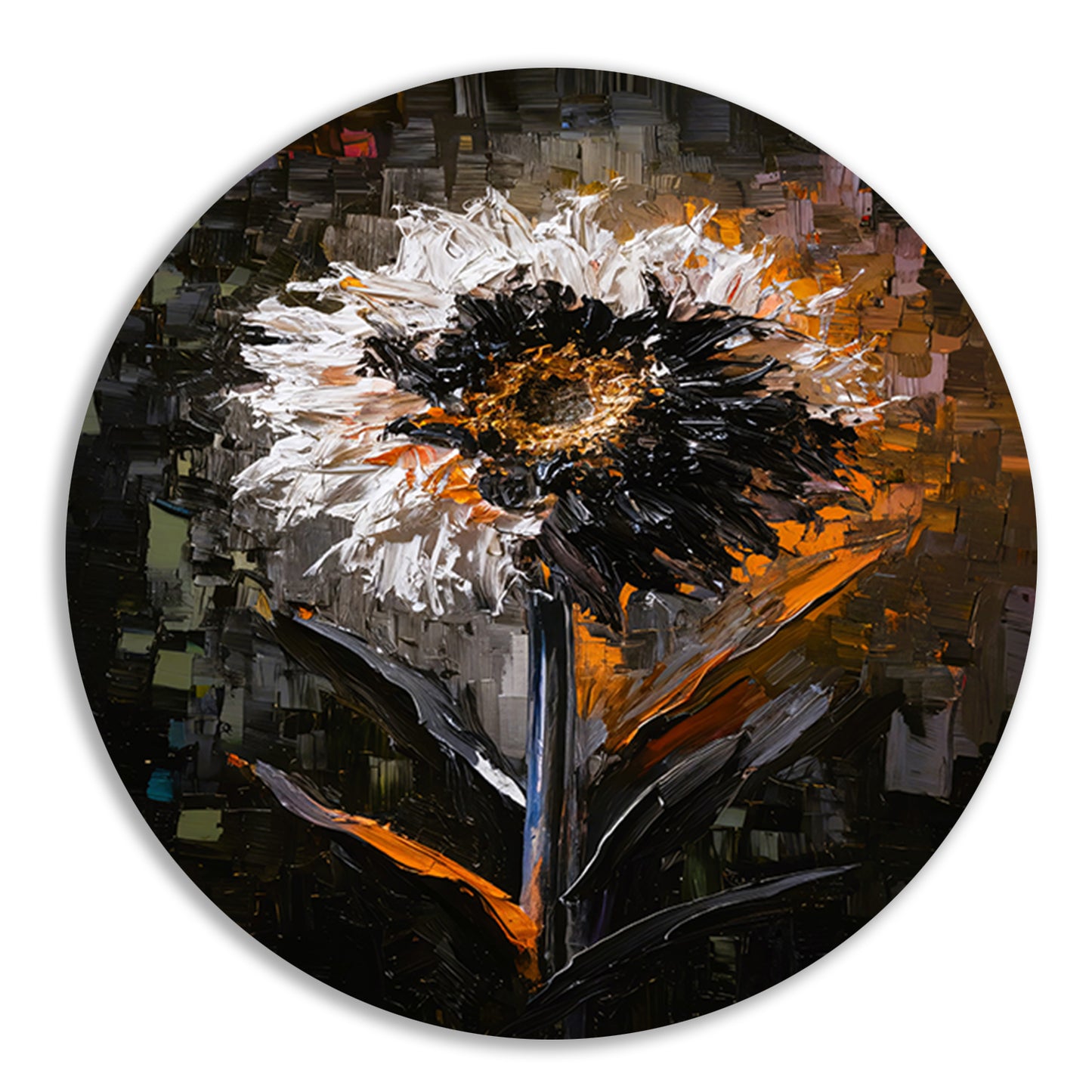 Expressieve Bloem in Abstracte Stijl aluminium muurcirkel