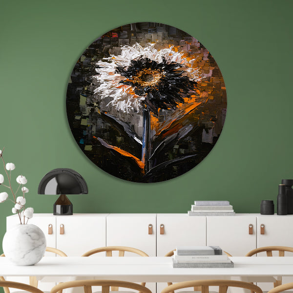 Expressieve Bloem in Abstracte Stijl aluminium muurcirkel