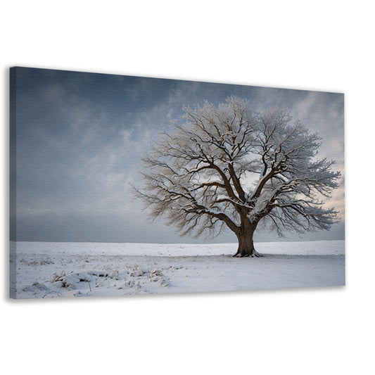 Een eenzame boom in de sneeuw canvas