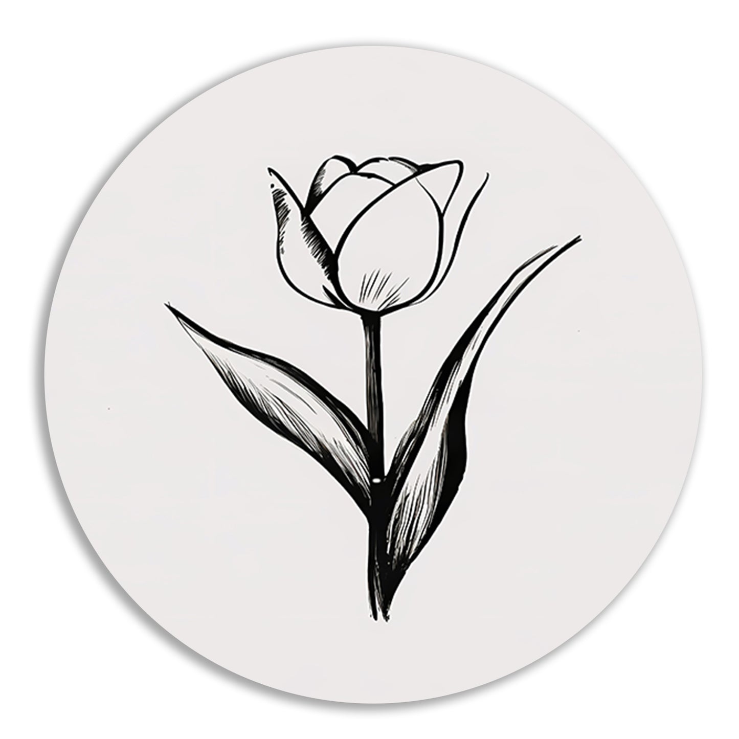 Minimalistische tulp in zwart-wit lijnenspel forex muurcirkel
