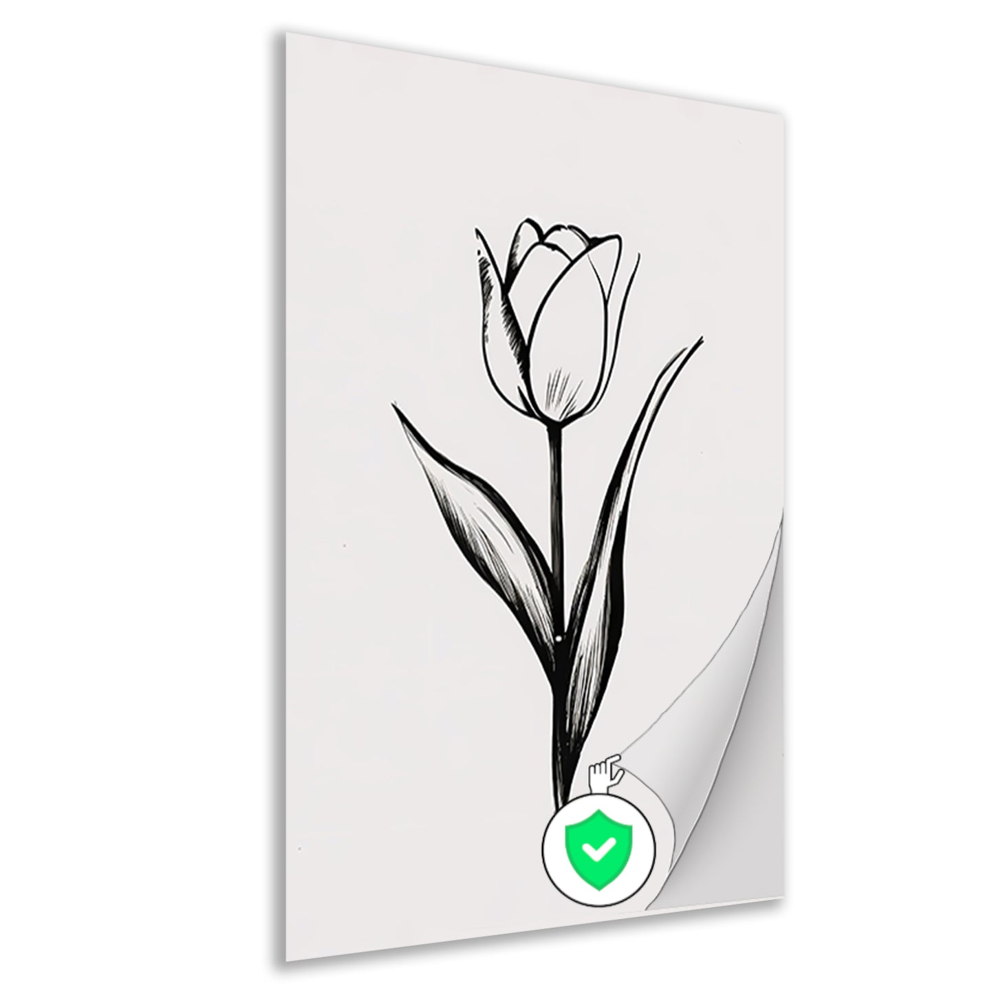 Minimalistische tulp in zwart-wit lijnenspel poster