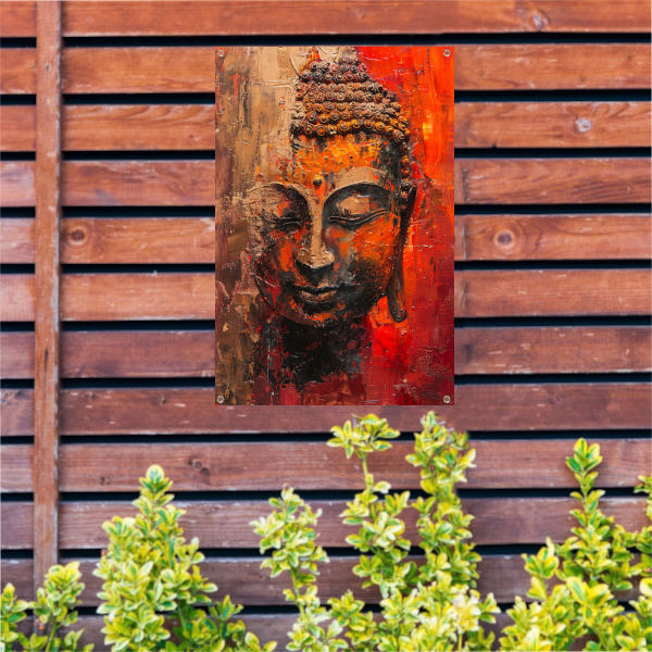 Dynamisch Abstract Portret van Boeddha in Kleur tuinposter