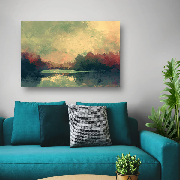 Prachtig abstract zomerlandschap met reflecties canvas