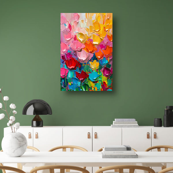 Abstract kleurrijk schilderij van bloemen canvas