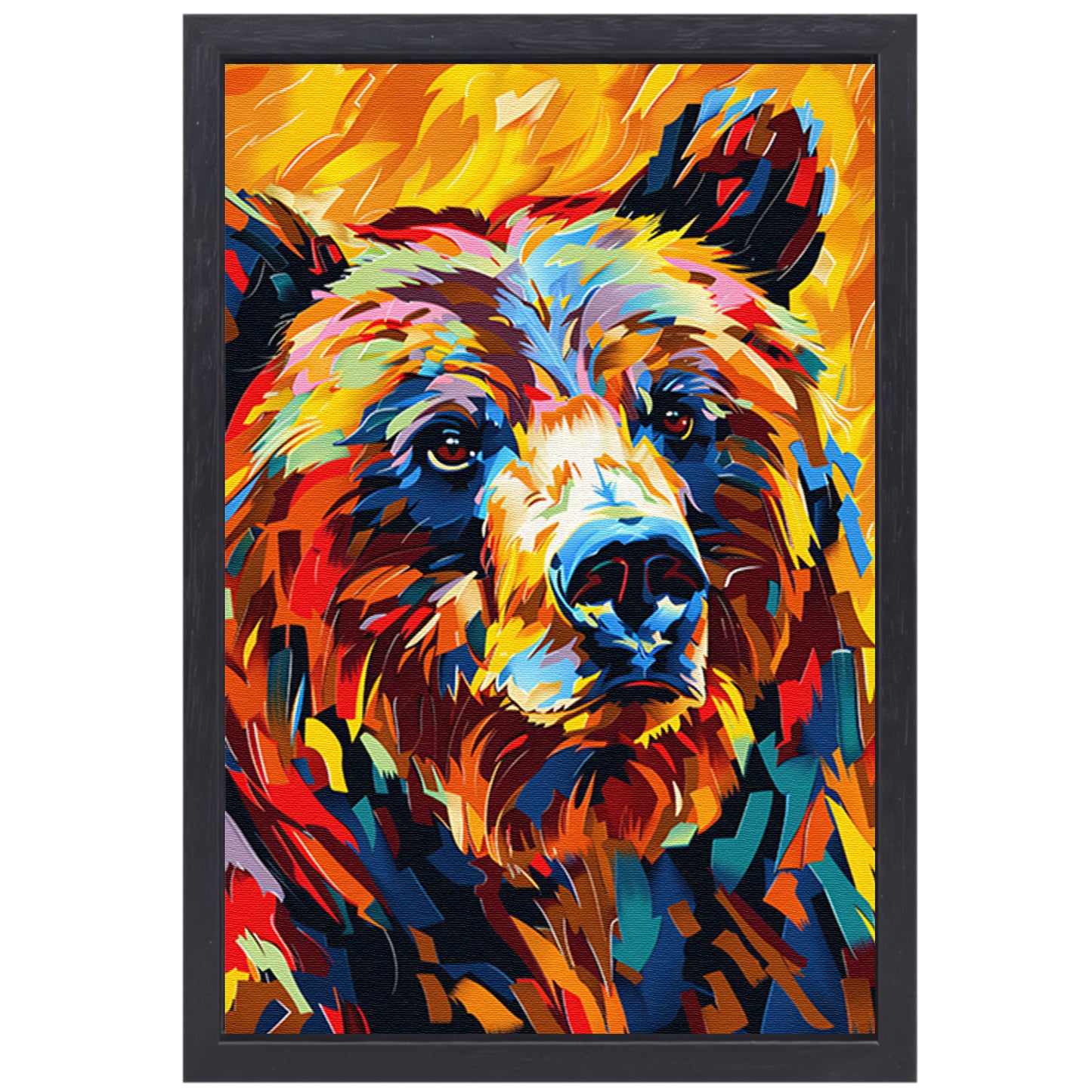 Kleurrijk portret van een beer canvas met baklijst