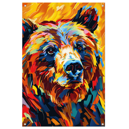 Kleurrijk portret van een beer tuinposter
