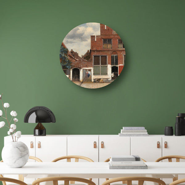Het Straatje - Johannes Vermeer aluminium muurcirkel