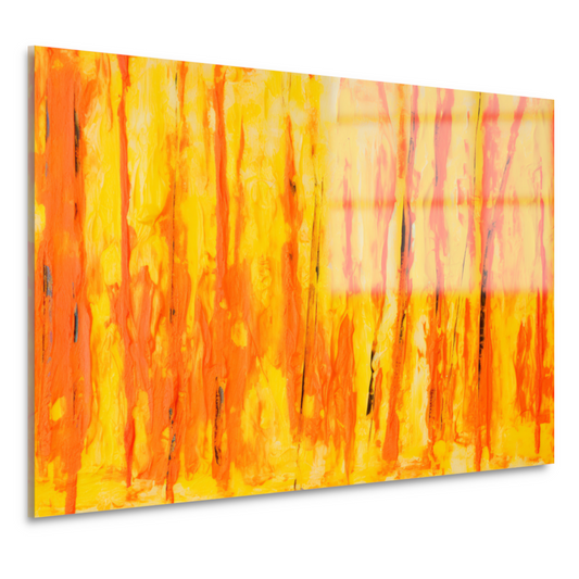 Abstract schilderij met penseelstreken acrylglas