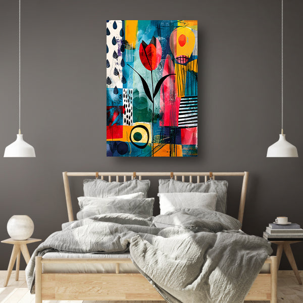 Abstracte tulpenkunst met regenmotief poster