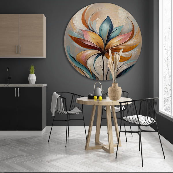 Abstracte Bloem in Pastelkleurige Olieverf forex muurcirkel