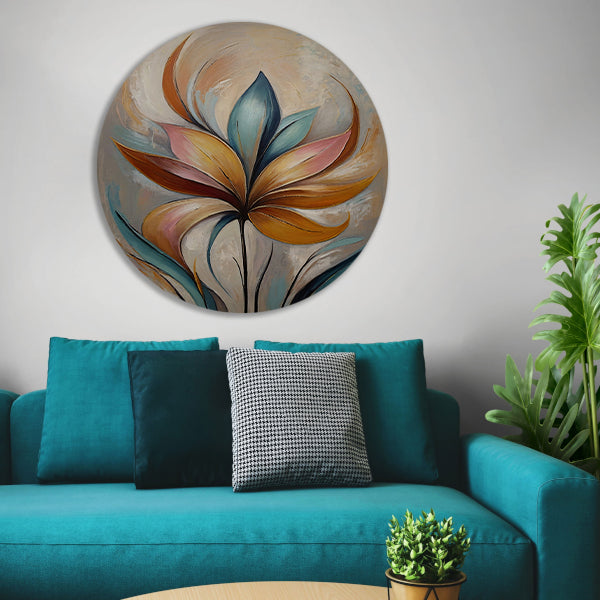 Abstracte Bloem in Pastelkleurige Olieverf forex muurcirkel